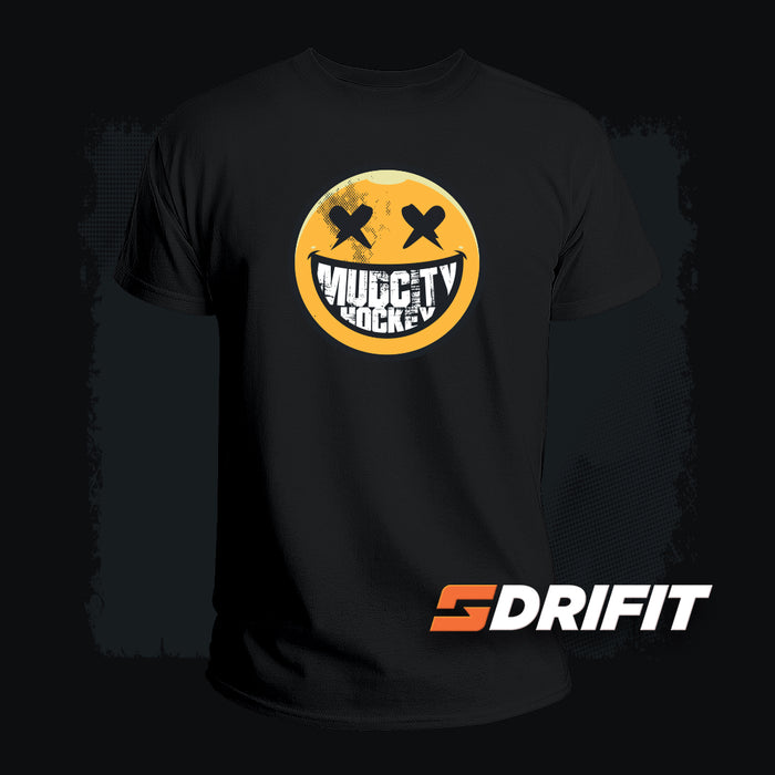 MudCity Smiles Black DriFit T-Shirt #S350/Y350