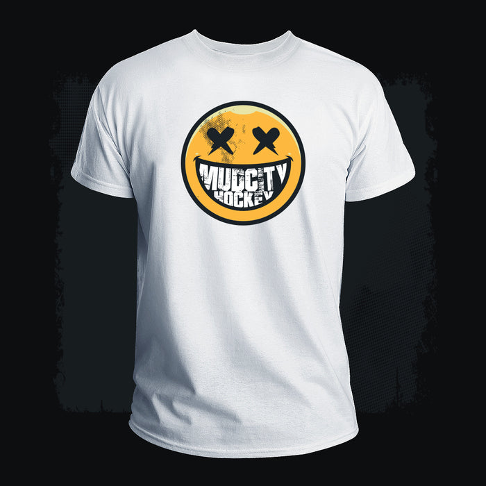 MudCity Smiley White T-Shirt #3541