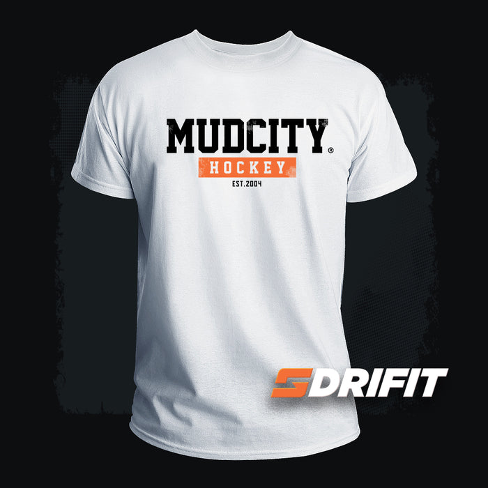 MudCity Hockey White DriFit T-Shirt #S350/Y350